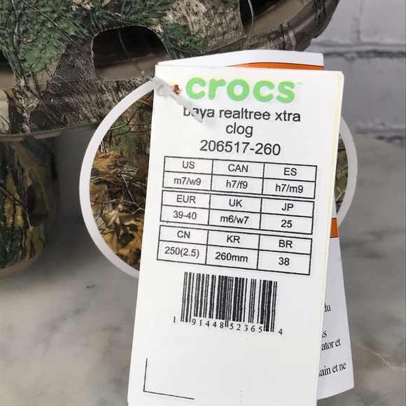 Crocs Baya RealTree Xtra Clog Adult Unisex Brown & Green Camo Leaves Slides NEW - Picture 12 of 12
